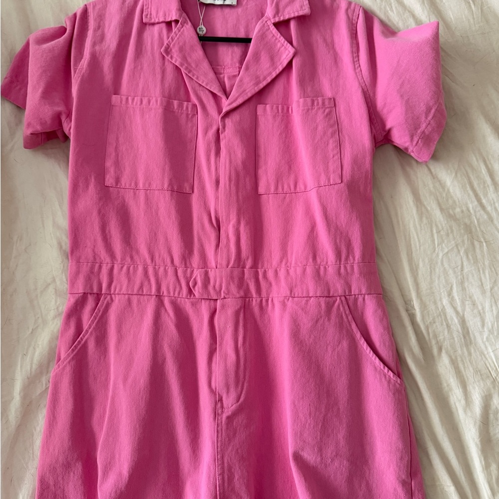 Pink Denim Romper